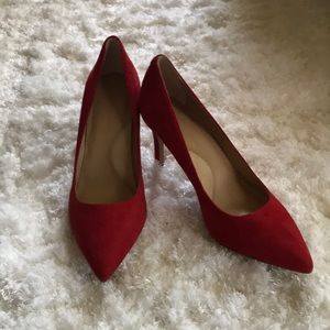 Red leather/suede pump